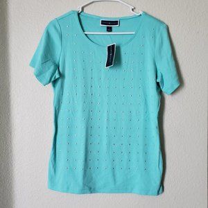 ♥ 2x$25 - Karen Scott Blue Embellished Top
